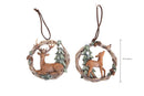 Set 4 Coroncine Decorative con Renne 10,2 cm in Resina