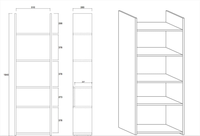 Libreria da Parete con 5 Ripiani in Melamina 56x29x184cm TFT  Boost Antracite