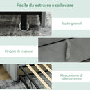 Divano Letto 3 in 1 Lettino Estraibile 205x186x75 cm Convertibile in Letto Matrimoniale in Legno e Poliestere Grigio Chiaro