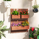 Fioriera Verticale a Doghe 60x16x80 cm con 3 Vasi Rimovibili in Legno di Abete Marrone      