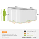 Casetta Box da Giardino Porta Attrezzi 345x280,5x169-201cm con Porte Scorrevoli in Acciaio Verde 