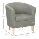 Poltrona Moderna a Pozzetto 74x63x73 cm in Tessuto Effetto Lino Grigio  