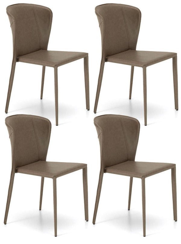 online Set 4 Sedie 49x56xH82 cm in Similcuoio Break Tortora