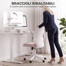Sedia da Ufficio 60,5x54x89-99 cm in Rete con Braccioli Ribaltabili Altezza Regolabile e Ruote Rosa e Bianco      