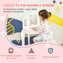 Toeletta Trucco per Bambine Consolle e Sgabello 63x40x85,5 cm con Triplo Specchio in Legno e Acrilico Bianco      
