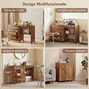 Mobile per Macchina da Cucire Pieghevole 116,3x49,5x76,5 cm con 2 Contenitori Mensola 18 Pioli per Bobine e Ruote in Truciolato Marrone      