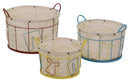 Set 3 Cesti Ovali in Metallo con Fodera