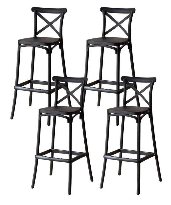 online Set 4 Sgabelli 40x36x91 cm in Polipropilene Pompei Nero Seconda Scelta