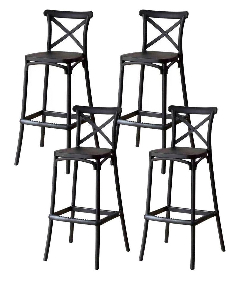 Set 4 Sgabelli 40x36x91 cm in Polipropilene Pompei Nero