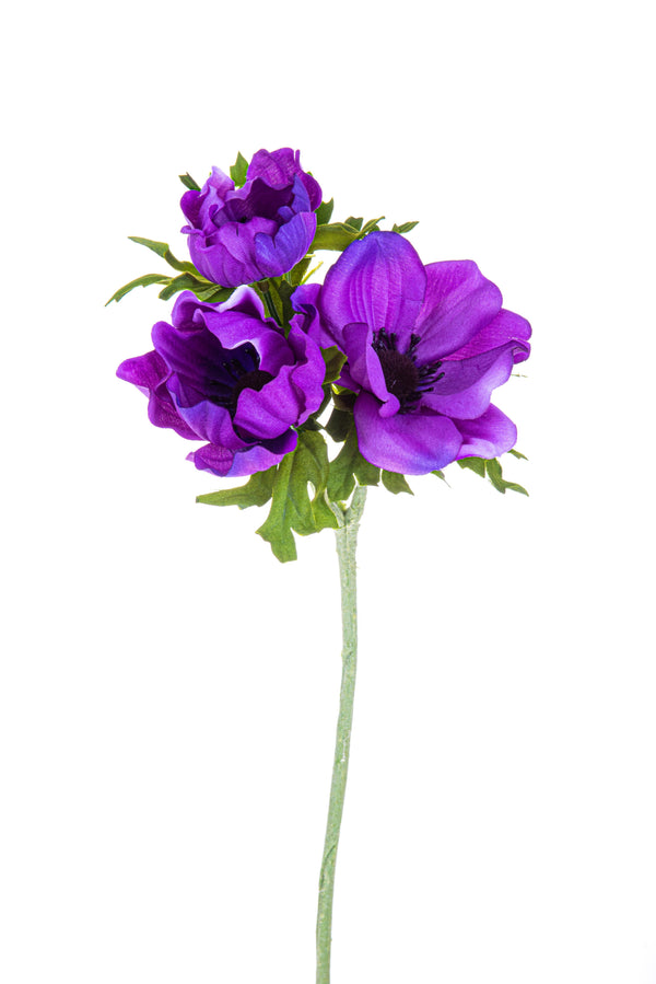 Set 8 Fiori Artificiali di Anemone Composta da 3 Fiori Altezza 46 cm Viola prezzo
