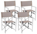 Set 4 Sedie Regista da Giardino 55x52x86 cm in Alluminio Tortora