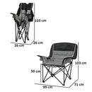 Sedia da Campeggio Pieghevole 99x71x103 cm con 2 Portabicchieri e Tasche Laterali Grigio e Nero   