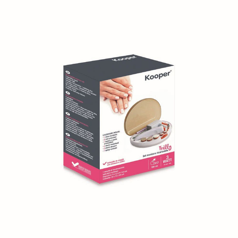 Set 10 Accessori per Manicure Pedicure Portatile Kooper Trilly