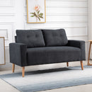 Divano 2 Posti Moderno in Stile Nordico 145x76x88 cm con Schienale Trapuntato in Tessuto Grigio