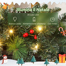 Ghirlanda Natalizia da Interni 180cm con 30 LED Pigne e Bacche      