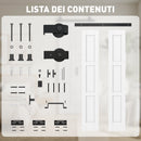 Porta Scorrevole a Soffietto 71,2x3,5x213,4 cm Stile Rustico Kit Montaggio con Maniglia in MDF Bianco Effetto Legno      