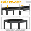 Tavolo Allungabile da Giardino 80-160x80x75 cm con Piano in Vetro e Alluminio Nero   