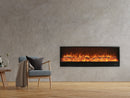 Camino Elettrico da Incasso 50,7x20x180 cm 1500W Effetto Fiamma Sined Amiata Nero