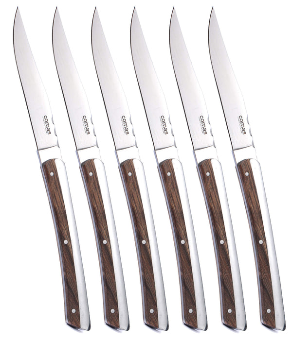 Set 6 Coltelli da Bistecca Lama Liscia Manico in Legno K2 acquista