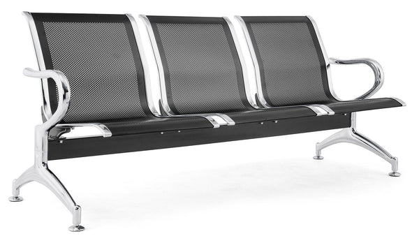 Panca per Sala Attesa 3 Posti in Acciaio da Ufficio Tosini Nero