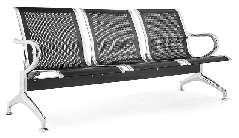 Panca per Sala Attesa 3 Posti in Acciaio da Ufficio Tosini Nero