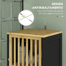 Mobiletto Bagno a Doghe con 2 Ripiani Aperti e 2 Armadietti 32x30x172 cm in MDF e Bambù Nero e Color Legno