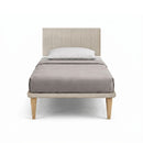 Letto Singolo con Rete Rivestita Microfibra Sabbia Tessis Testata Vertical Varie Misure
