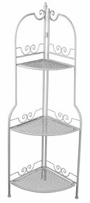 Scaffale Angoliera per Piante da Esterno in Ferro Battuto 3 Ripiani Soriani Bianco