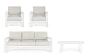 Set Salotto da Giardino Divano 2 Poltrone e Tavolino Baltic Bianco