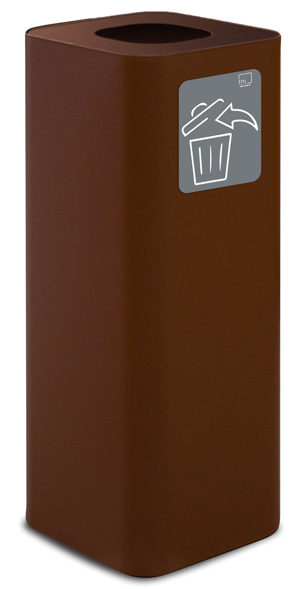 sconto Pattumiera Per Raccolta Rifiuti 30x30xh80 cm In Acciaio Verniciato con Pittogramma Magnetico Marrone