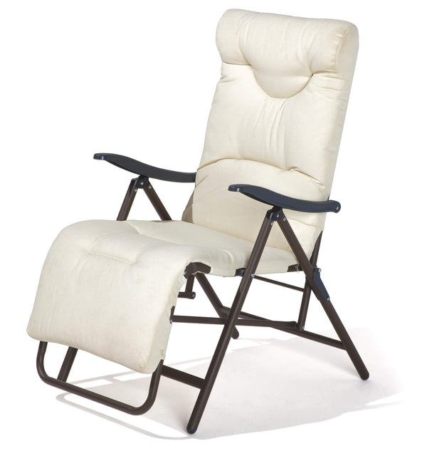 Sedia Sdraio Pieghevole da Giardino 87/141x62x80/106,5 cm Seduta Imbottita Beige sconto