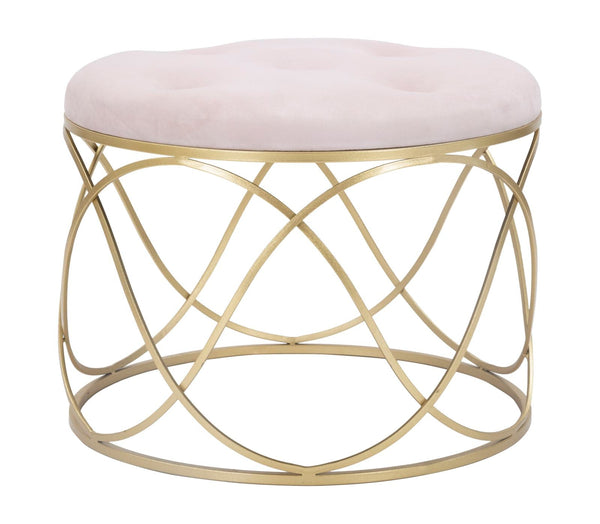 Puff Luty Ø60x45 cm in Ferro e Spugna e Velluto Rosa e Oro acquista