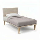 Letto Singolo con Rete Rivestita Microfibra Sabbia Tessis Testata Flat Varie Misure