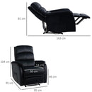 Poltrona Relax Manuale Reclinabile 85x95x104 cm in Tessuto Nero
