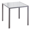 Tavolo Quadrato 75x75x75 cm in Metallo e Vetro Temperato Grigio