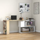 Scrivania Angolare con Piano Girevole a 360° e 5 Ripiani 120x110x74,5 cm in Truciolato Color Legno Bianco      