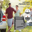 Sdraio da Giardino Pieghevole 60x190x31 cm Reclinabile a 5 Livelli con Tavolino Laterale e Tasca Grigio e Nero   