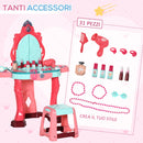 Specchiera Giocattolo per Bambini con Sgabello Luci e Accessori 57x34x76 cm Multicolore