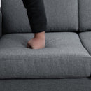 Divano 3 Posti con Cuscini in Tessuto di Lino Grigio scuro 200x82x78 cm 