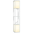 Lampada da Terra con 2 Paralumi E27 40W e 2 Ripiani  26x26x156 cm Bianco  