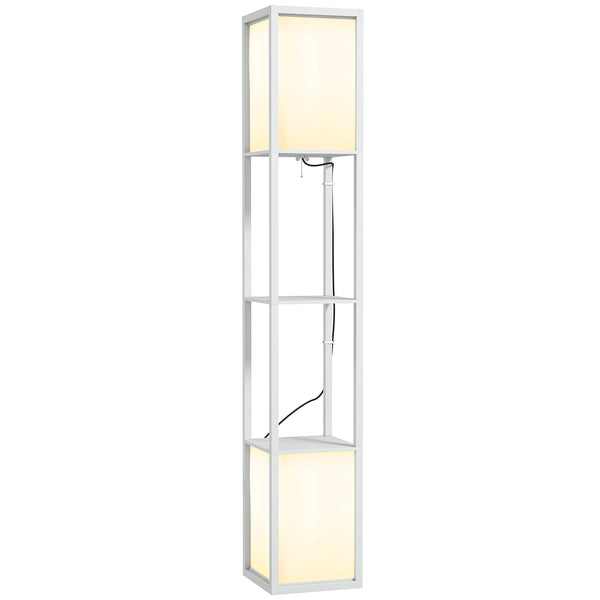 Lampada da Terra con 2 Paralumi E27 40W e 2 Ripiani  26x26x156 cm Bianco online