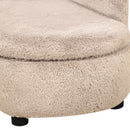 Cuccia Divano per Cani con Vano Contenitore 80x40x46 cm Rivestimento Morbido Beige 