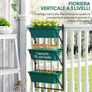 Fioriera da Esterno Verticale 56x42x100 cm 3 Vasi con Fori di Drenaggio in Plastica  Verde   