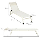 Set 2 Lettini Prendisole da Giardino 55x195x30 cm in Alluminio e Poliestere Beige