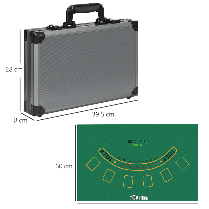 Set 400 Fiches da Poker 2 Mazzi di Carte 5 Dadi Tappetino e Valigetta Grigia     