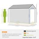 Casetta da Giardino Porta Attrezzi 259x172x222 cm in Acciaio Zincato e PP Grigia e Bianca-3