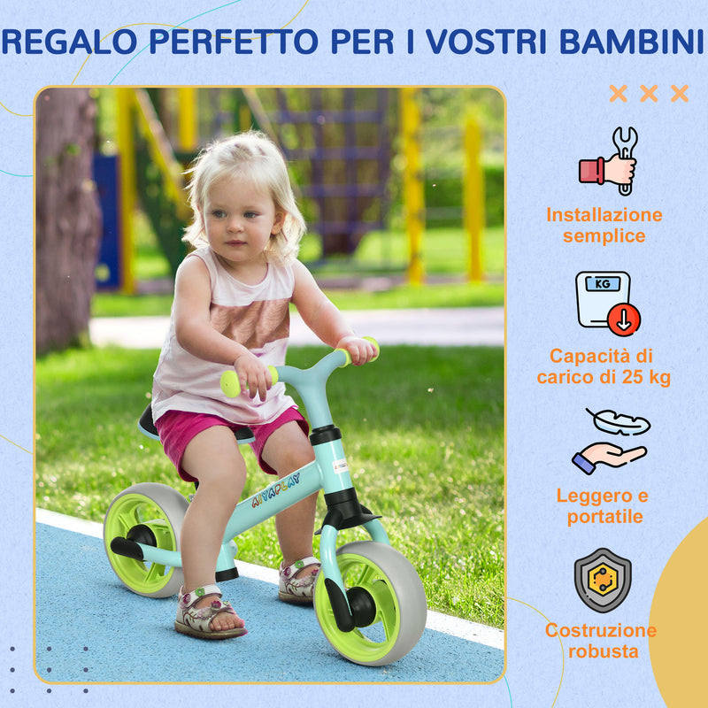 Bicicletta Pedagogica per Bambini Senza Pedali 66,5x34x47 cm in Acciaio PP PU e TPR Turchese-6