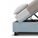 Letto Singolo Contenitore Imbottito Microfibra Azzurro BoxMax Testata Button Varie Misure