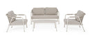 Set 4 Pezzi Salotto da Giardino con Divano 2 Poltrone e Tavolino in Alluminio Corda Poliestere e Pietra Sinterizzata Miravet Wall 