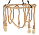 Lampadario Rope Circle Ø64x90 cm in Ferro e Corda Marrone e Nero      